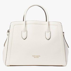 New Kate Spade Knott Pebble Leather Large Satchel Leather Cream
